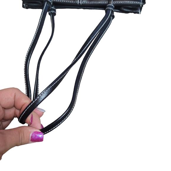 Bucket Purse Black Faux Fur Edges 8" Height 8.5" Width - Picture 7 of 8